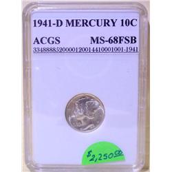 1941-D Mercury Dime ACGS MS-68 FSB