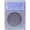 Image 1 : 1922 Silver Peace Dollar  MS-61 PCGS w/Appraisal