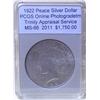 Image 1 : 1922 Silver Peace Dollar  MS-66 PCGS w/Appraisal