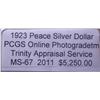 Image 3 : 1923 Silver Peace Dollar  MS-67 PCGS w/Appraisal