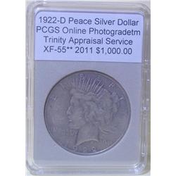 1922-D Silver Peace Dollar  XF-55 VAM PCGS w/Appra