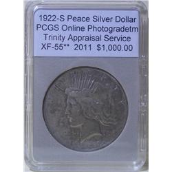 1922-S Silver Peace Dollar  XF-55 VAM w/Appraisal