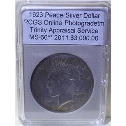 1923 Silver Peace Dollar  MS-66 VAM PCGS w/Apprais