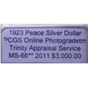 Image 3 : 1923 Silver Peace Dollar  MS-66 VAM PCGS w/Apprais