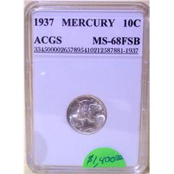 1937 Mercury Dime ACGS MS-68 FSB