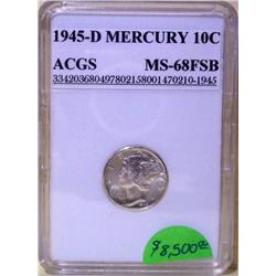 1945-D Mercury Dime ACGS MS-68 FSB