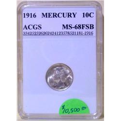 1916 Mercury Dime ACGS MS-68 FSB