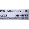 Image 3 : 1934 Mercury Dime ACGS MS-68 FSB