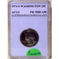 1974-S Washington Quarter ACGS PR-70 Deep Cameo