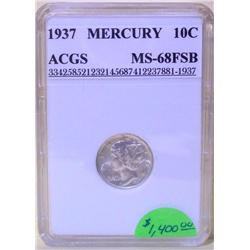 1937 Mercury Dime ACGS MS-68 FSB