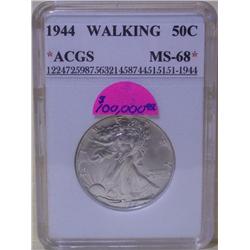 1944 Walking Liberty Half Dollar ACGS MS-68