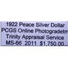 Image 3 : 1922 Peace Silver Dollar MS-66 PCGS w/ App