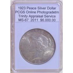 1923 Peace Silver Dollar MS-67 PCGS w/ Appraisal