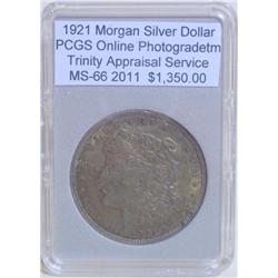 1921 Morgan Silver Dollar MS-66 PCGS w/ Appraisal