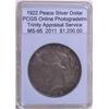Image 1 : 1922 Peace Silver Dollar MS-66 PCGS w/ Appraisal