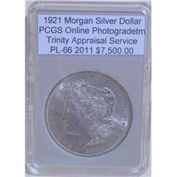 1921 Morgan Silver Dollar PL-66 PCGS w/ Appraisal