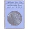 Image 1 : 1922 Peace Silver Dollar MS-67 PCGS w/ Appraisal