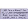 Image 3 : 1922 Peace Silver Dollar MS-67 PCGS w/ Appraisal