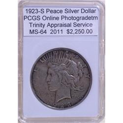 1923-S Peace Silver Dollar MS-64 PCGS w/Appraisal