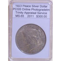 1923 Peace Silver Dollar MS-65 PCGS w/ Appraisal