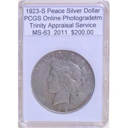 1923-S Peace Silver Dollar MS-63 PCGS w/ Appraisal