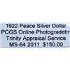 Image 3 : 1922 Peace Silver Dollar MS-64 PCGS w/ Appraisal
