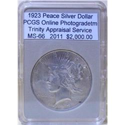 1923 Peace Silver Dollar MS-66 PCGS w/ Appraisal