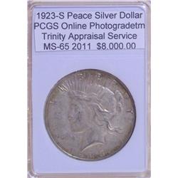 1923-S Peace Silver Dollar MS-65 PCGS w/ App