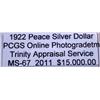Image 3 : 1922 Peace Silver Dollar MS-67 PCGS w/ Appraisal