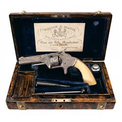 Cased Silver Plated William Blanch Retailer Marked Tip-Up Period Copy of Smith & Wesson Revolver wit