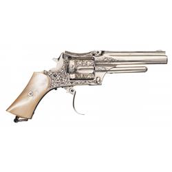 Unusual Engraved A. Minette Revolver with Pearl Grips and Smith & Wesson Markings