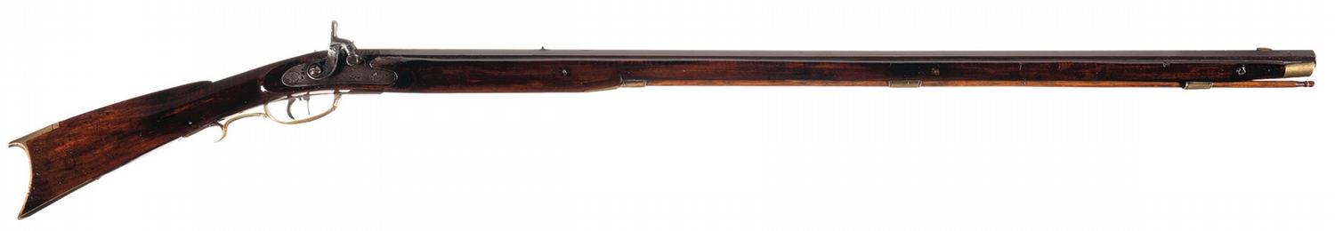 Full Stock Kentucky Percussion Rifle with Riddle Marked Lock Plate