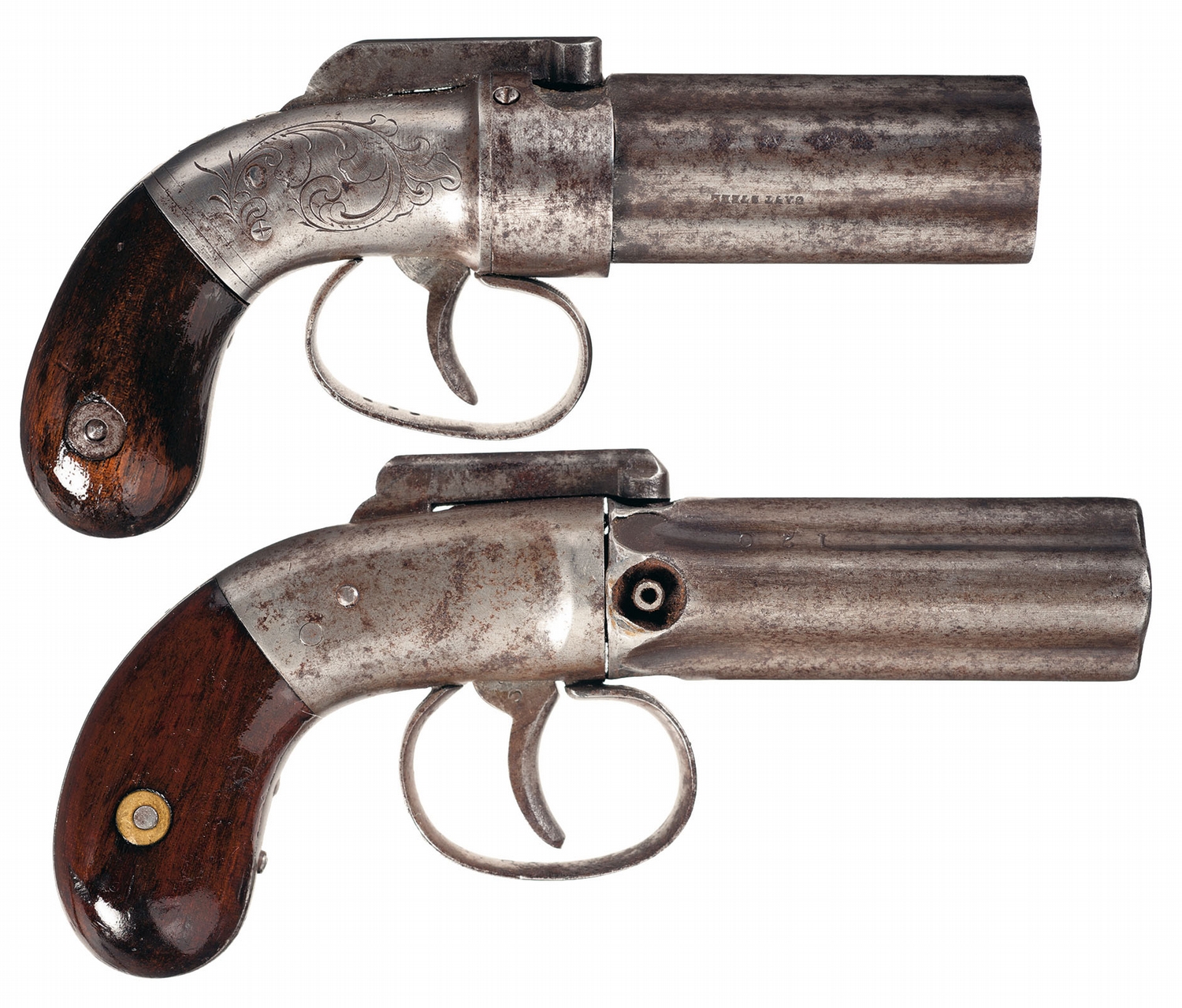 Collector's Lot of Two Percussion Pepperbox Pistols -A) Manhattan Five ...