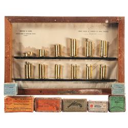 Framed Cartridge Display and Vintage Boxed Ammunition