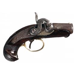 Scarce J.E. Evans Engraved Philadelphia "Peanut" Derringer Percussion Pistol