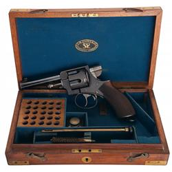 Rare Cased Webley Royal Irish Constabulary Double Action Revolver with Rare Silver & Fletcher Expert