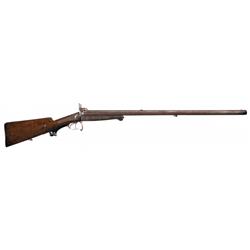 Engraved Baader Shotgun Rifle Pinfire Damascus Combination Gun