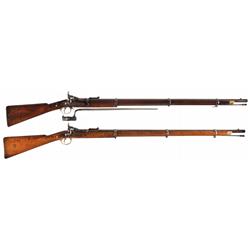 Two Enfield Snider Rifles -A) Enfield Mark II** Snider Breech loading Rifle with Bayonet