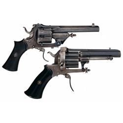 Collector's Lot of Two Antique European Revolvers -A) N. Gilon Top Break Double Action Folding Trigg