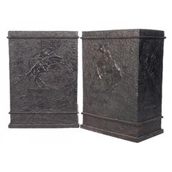 Pair of Frederic Remington Relief Metal Pedestals