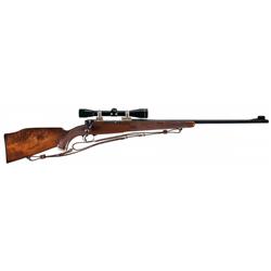 Custom Engraved Gold Inlaid Winchester Pre 64 Model 70 Bolt Action Rifle with Scope and Sling