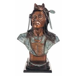 Chief Wolf Robe Bronze Bust