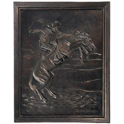 Frederic Remington's Bronco Buster Bronze Plaque