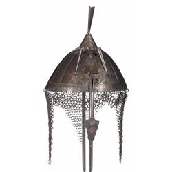 Gold and Silver Inlaid Medieval Helmet