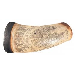 Scrimshawed Horn Drinking Vessel