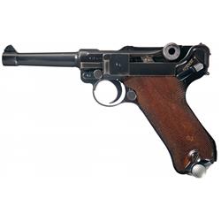 Nazi Mauser 1937 Dated S/42 Luger Semi-Automatic Pistol with 1937 Dated Holster