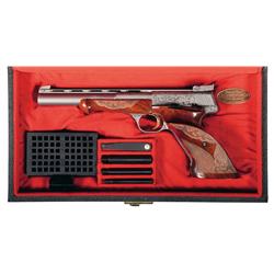 Cased Scarce Renaissance Engraved Belgian Browning Medalist Semi-Automatic Pistol