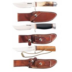 Three Randall Vintage Knives with Sheaths