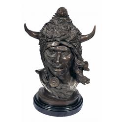 Buffalo Hawk Bronze Sculpture