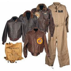Four U.S. Flight Jackets with Flight Suit and Life Vest